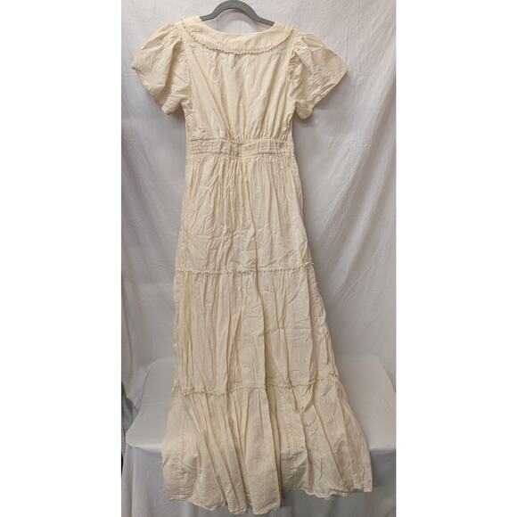 Loft Beach Tiered V-Neck Short Sleeve Maxi Dress Women's XS Cream - Picture 3 of 3